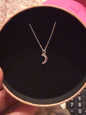 Tous Silver Crescent Moon Pendant Necklace - Women Jewelry